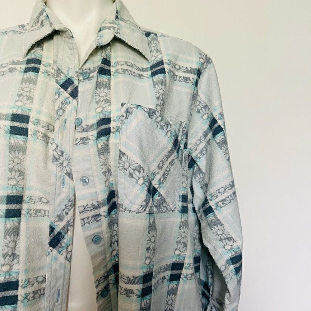 Vintage 90s y2k floral daisy flannel cotton